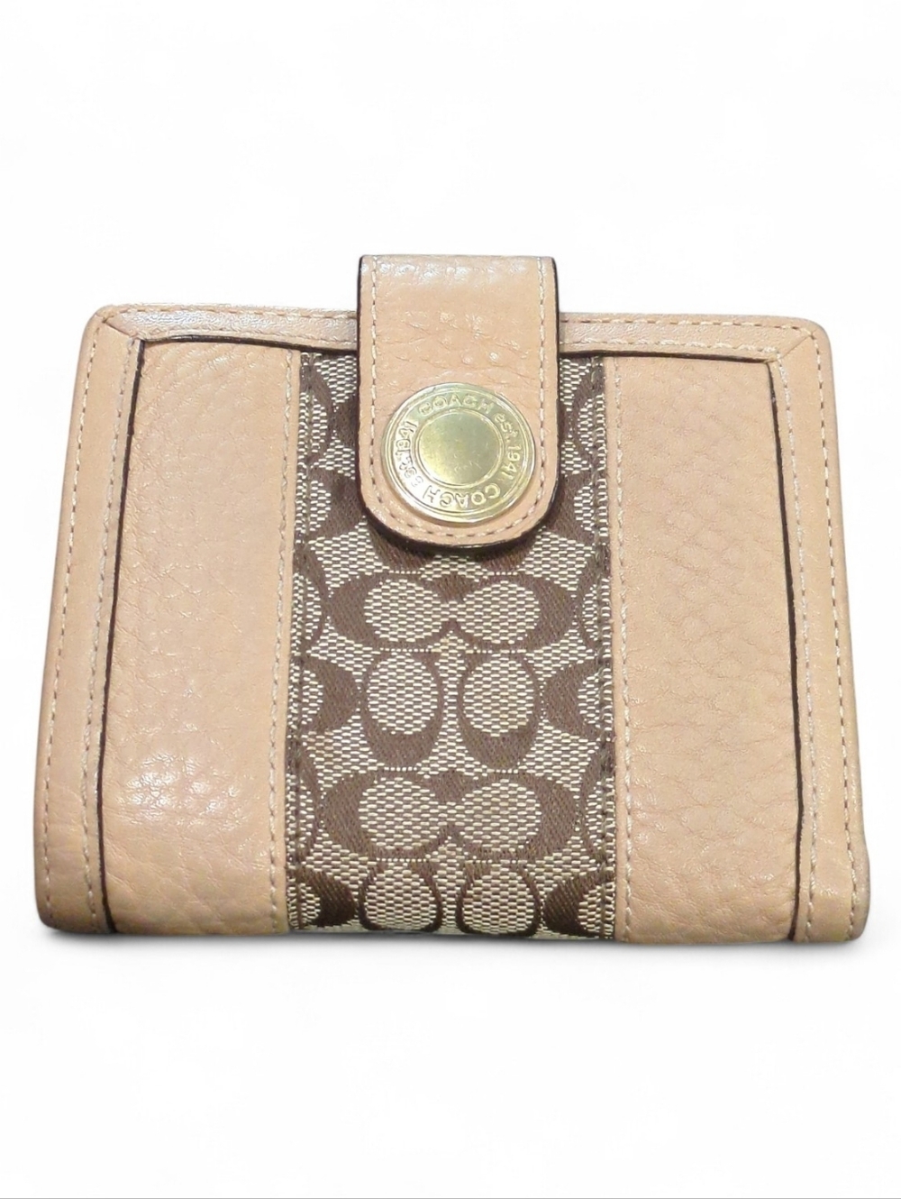 Coach Y2K Signature Stripe Pebbled Leather Bifold Wallet